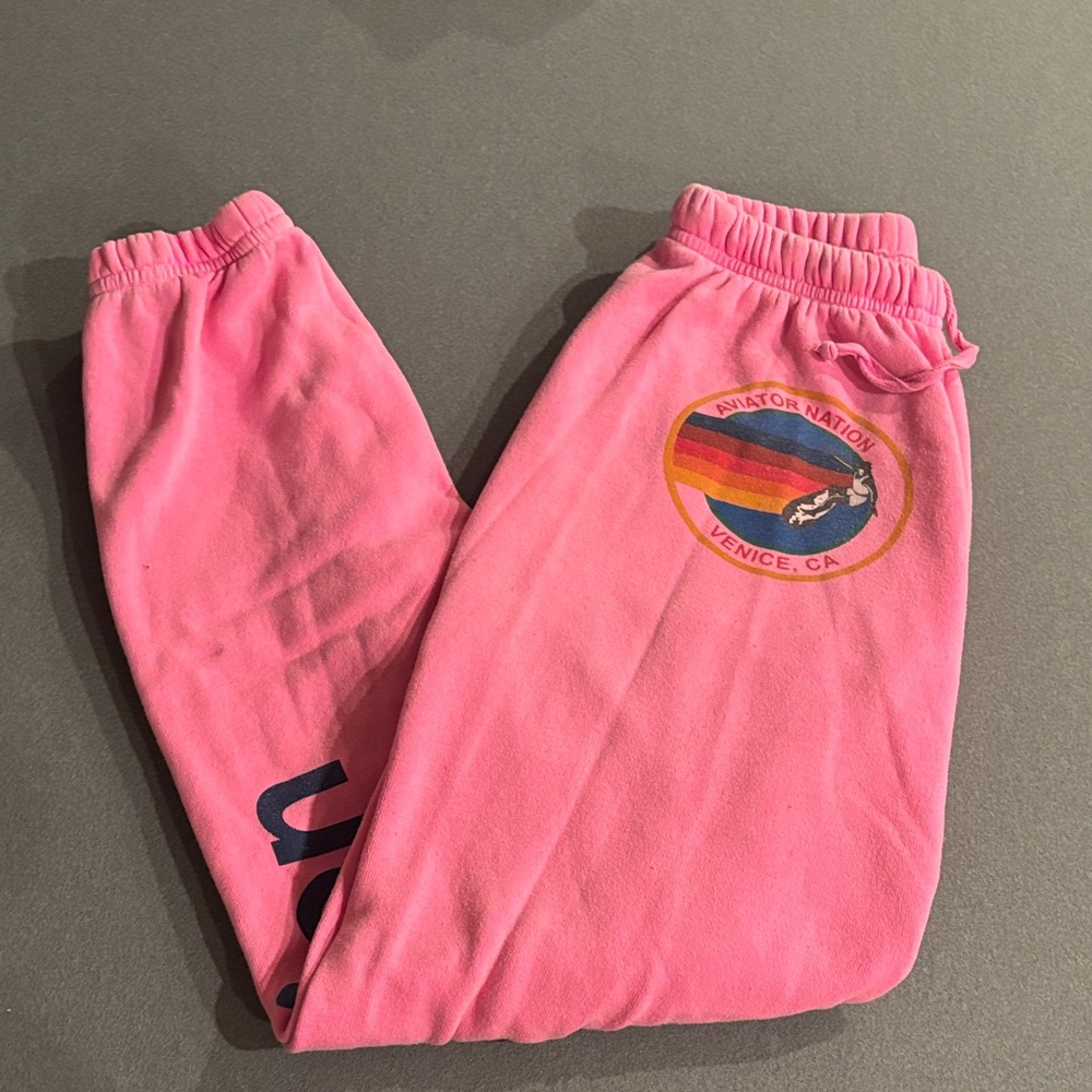 Aviator Nation Pink Sweatpants with Logo